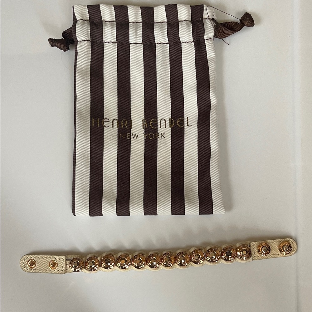Henri Bendel Cream and Gold Studded Bracelet